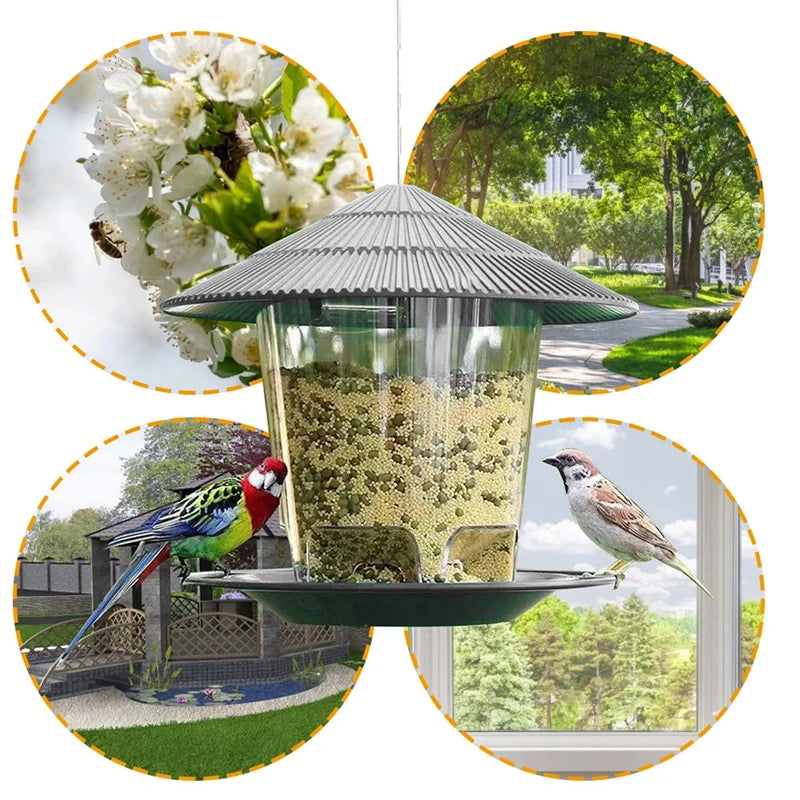 New Waterproof Gazebo Hanging Wild Bird Feeder Outdoor Container