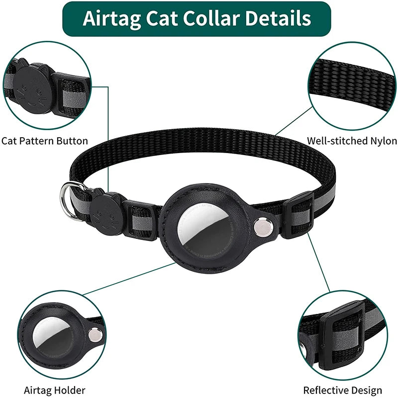 Pet Airtag tracker protective cover with reflective bell collar for loss prevention