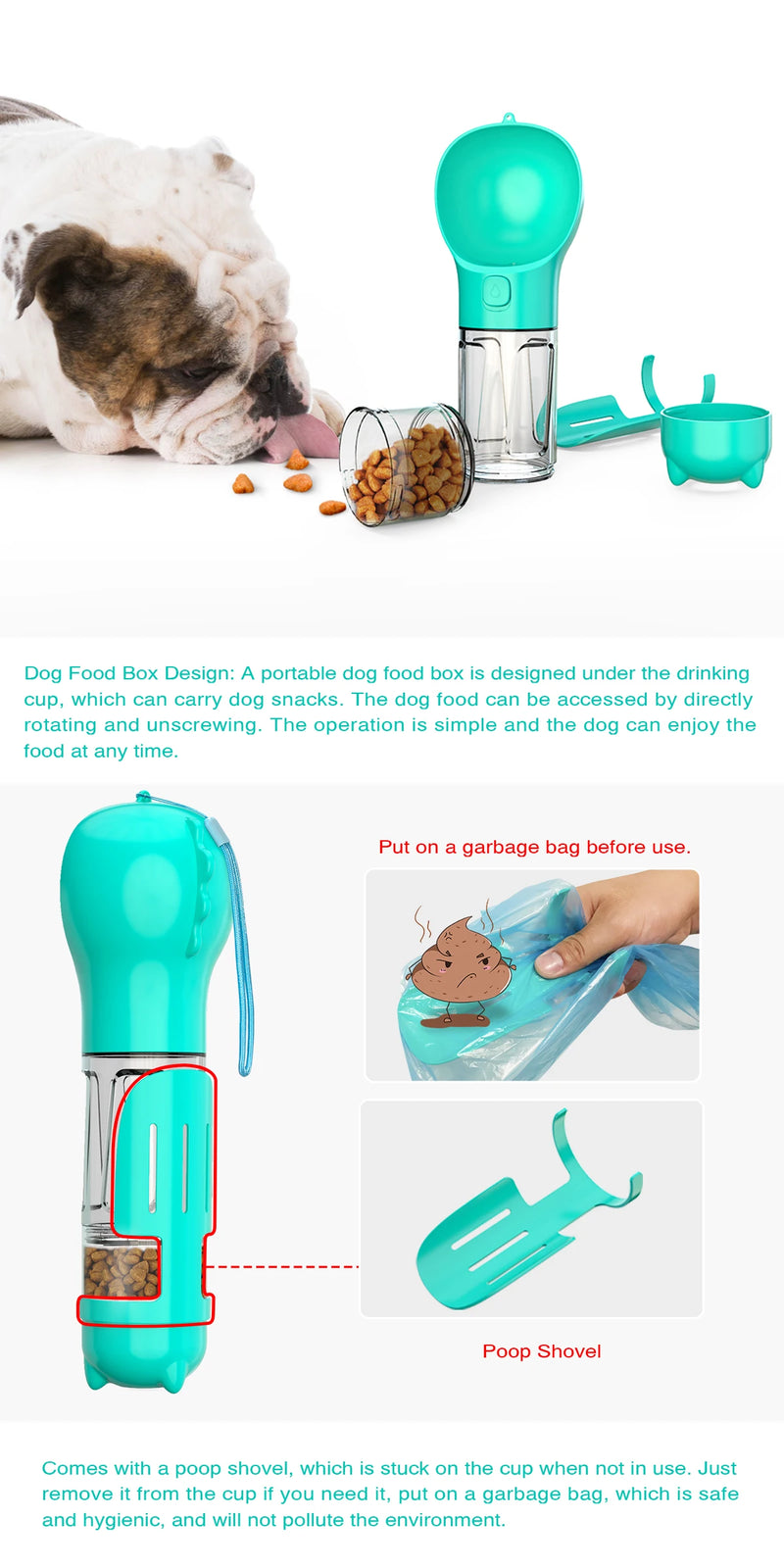 Portable 3-in-1 Water Bottle for Cats and Dogs