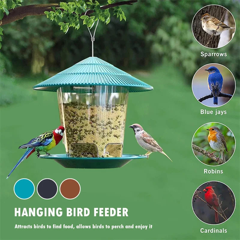 New Waterproof Gazebo Hanging Wild Bird Feeder Outdoor Container