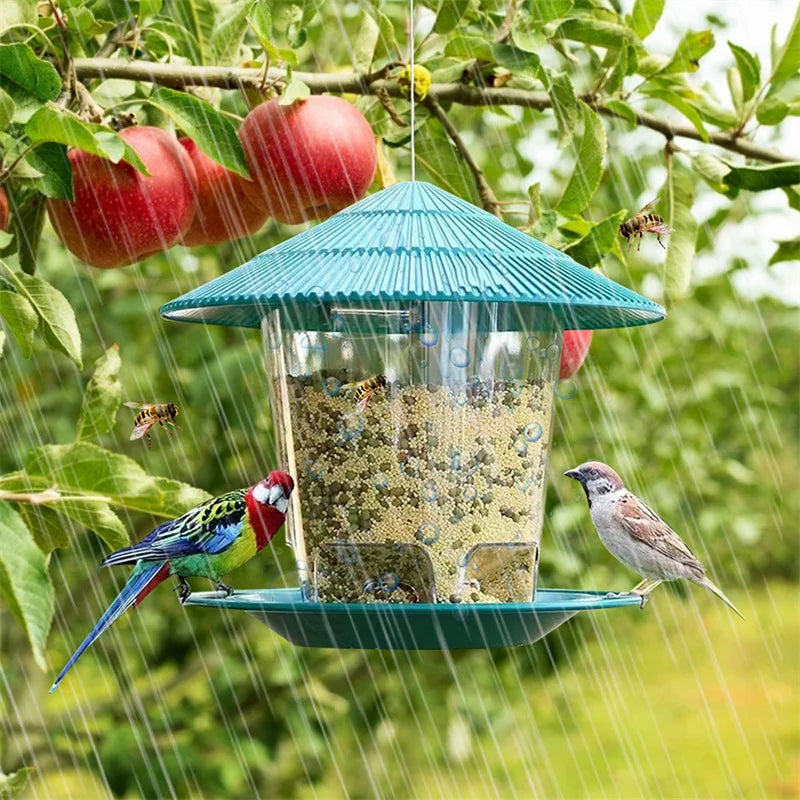 New Waterproof Gazebo Hanging Wild Bird Feeder Outdoor Container