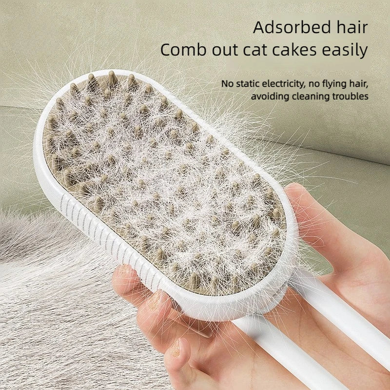 Pet Steam Brush Cat Dog Cleaning Steamy Spray Massage Beauty Comb 3 In 1