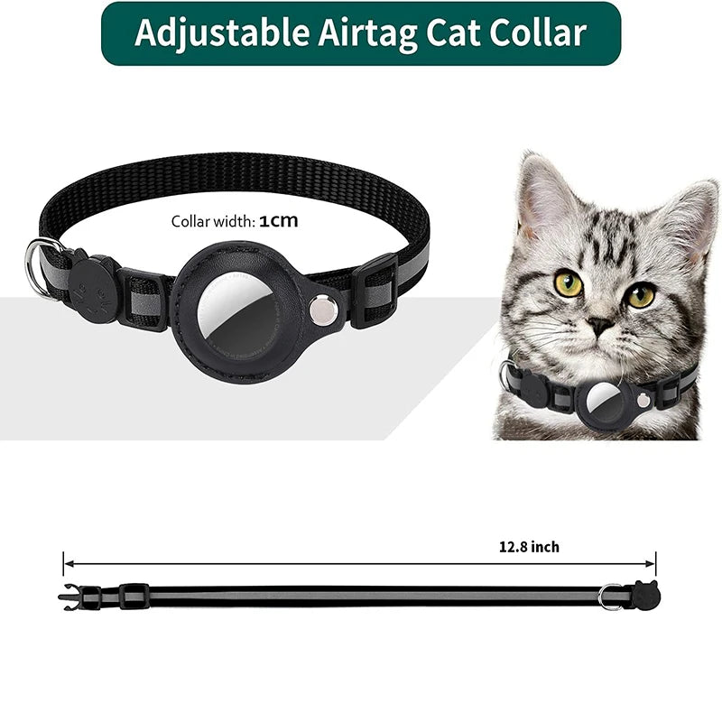 Pet Airtag tracker protective cover with reflective bell collar for loss prevention