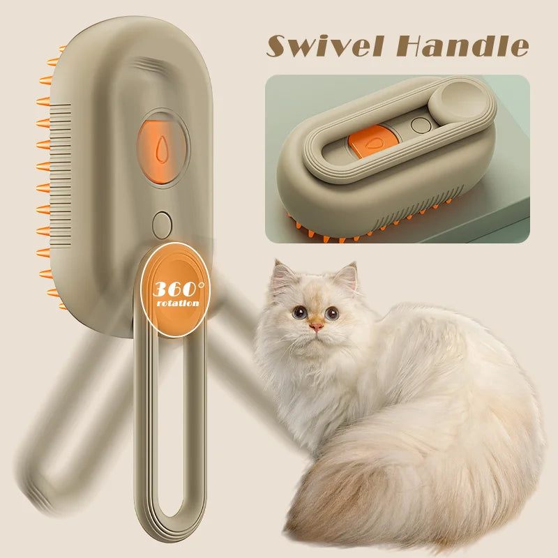 Pet Steam Brush Cat Dog Cleaning Steamy Spray Massage Beauty Comb 3 In 1