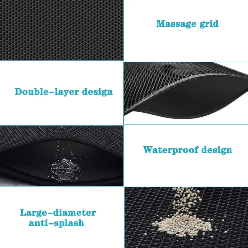 Make your cat's life easier with our sand mat: double-layered, waterproof, non-slip, and washable