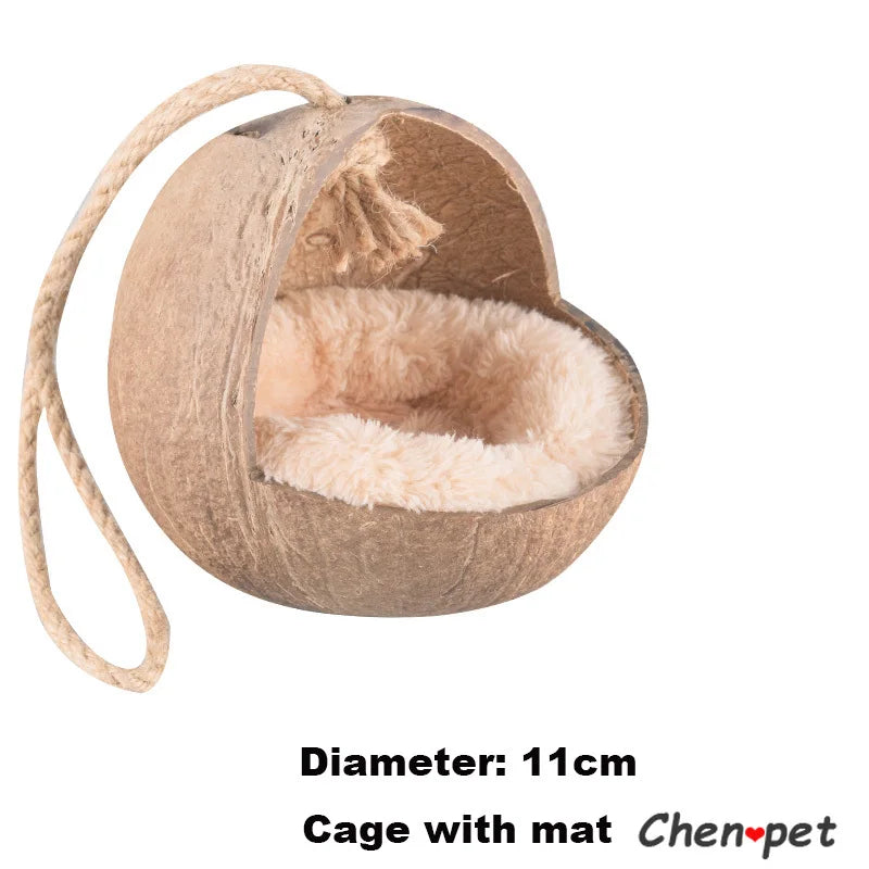 Coconut cage for small animals like hamsters, guinea pigs, and squirrels