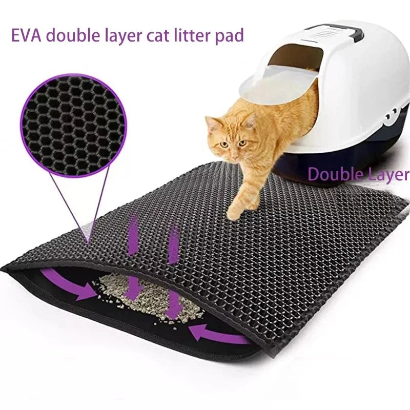 Make your cat's life easier with our sand mat: double-layered, waterproof, non-slip, and washable