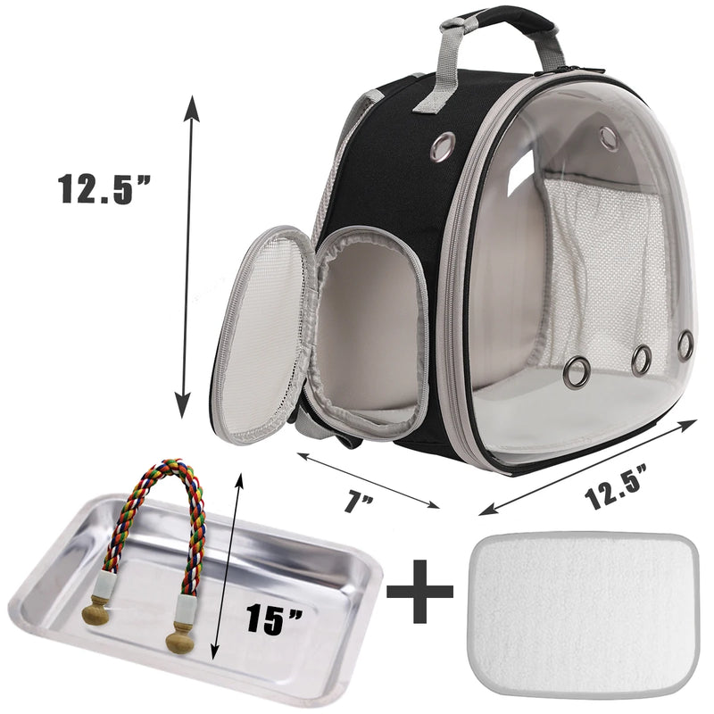 Travel with your bird using our transparent and breathable backpack