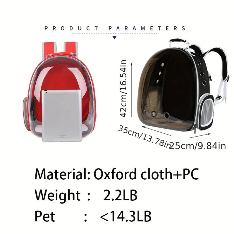 Breathable and portable backpack for carrying your furry friend.